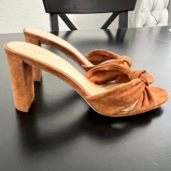 NWOB NEW Veronica Beard Ganita Sandal Block Knotted Suede Heel 9 - Picture 10 of 12